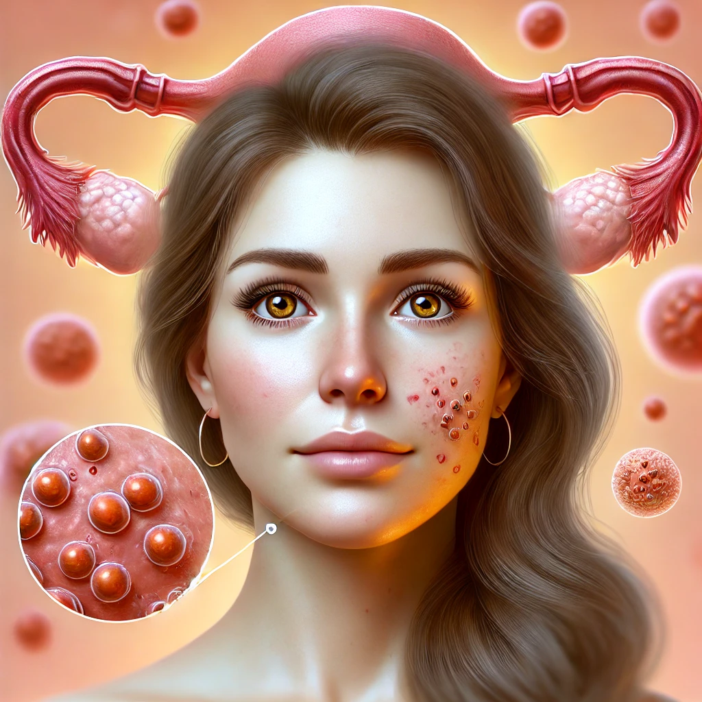 mulher jovem com acne em face