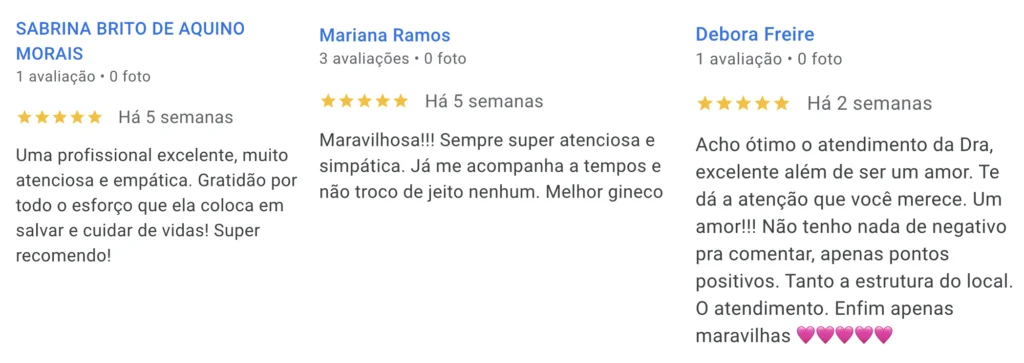 depoimentos das pacientes atendidas por dra Talyta Vasconcelos